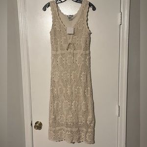 White Crochet midi dress